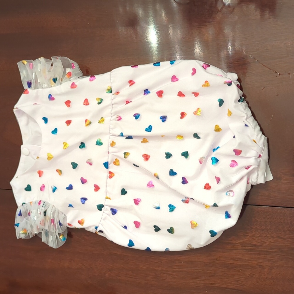 Cuteheads Rainbow Hearts White Tulle Confetti Party Romper